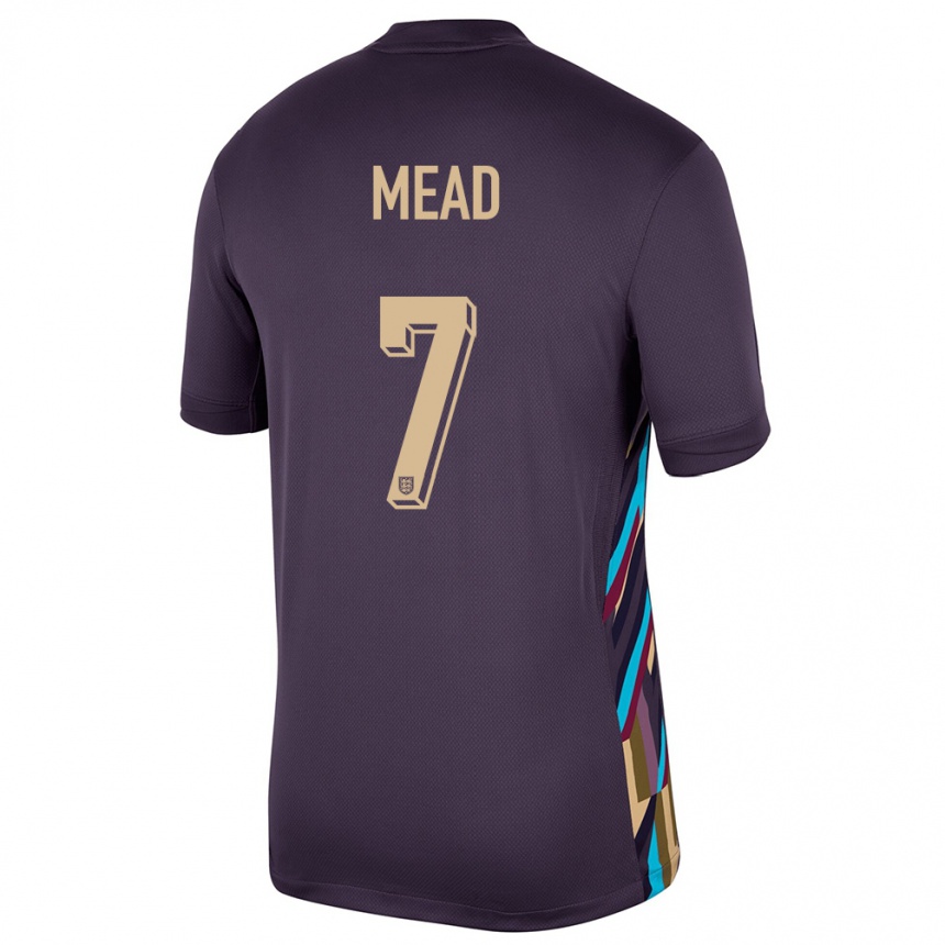 Gyermek Labdarúgás Anglia Beth Mead #7 Sötét Mazsola Idegenbeli Jersey 24-26 Mez Póló Ing