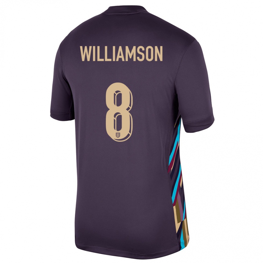 Gyermek Labdarúgás Anglia Leah Williamson #8 Sötét Mazsola Idegenbeli Jersey 24-26 Mez Póló Ing