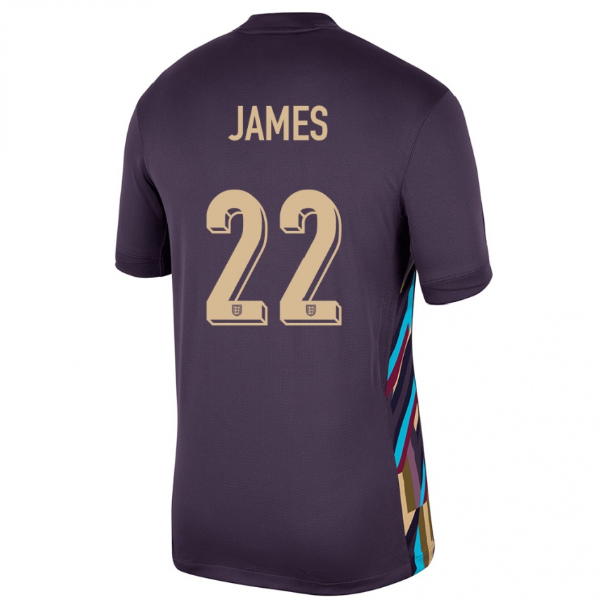 Gyermek Labdarúgás Anglia Lauren James #22 Sötét Mazsola Idegenbeli Jersey 24-26 Mez Póló Ing