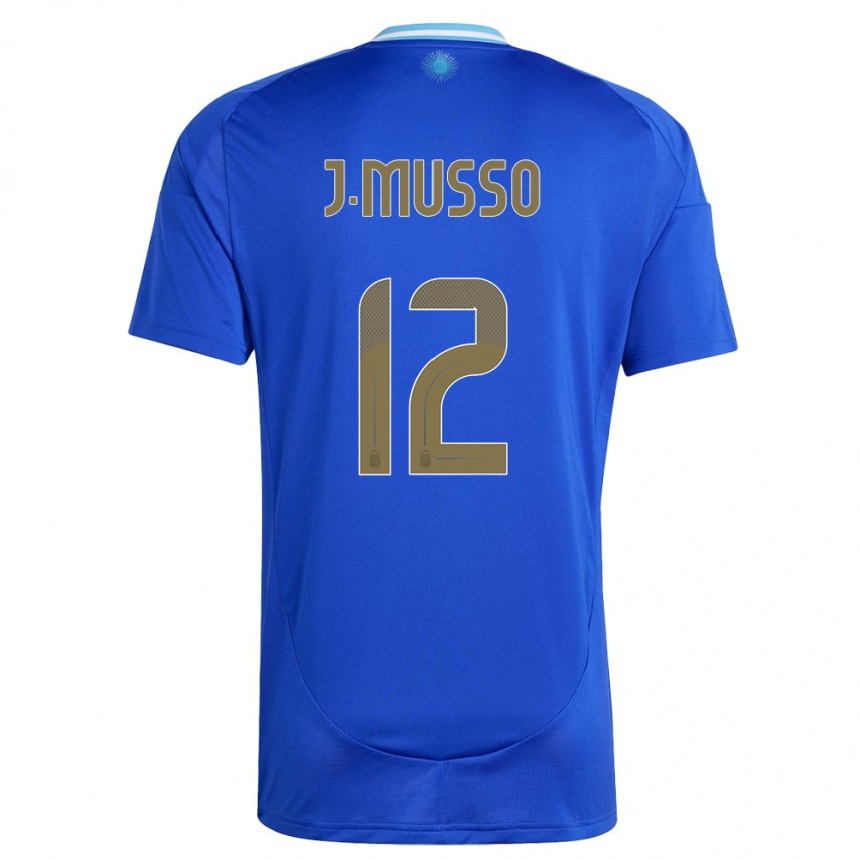 Gyermek Labdarúgás Argentína Juan Musso #12 Kék Idegenbeli Jersey 24-26 Mez Póló Ing