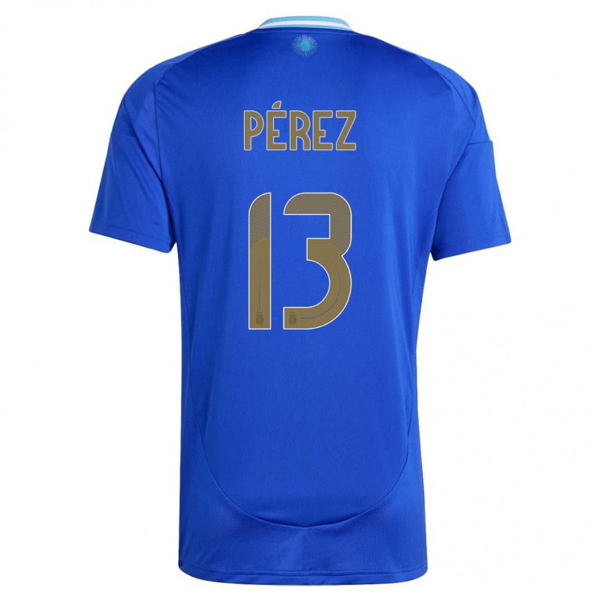 Gyermek Labdarúgás Argentína Nehuen Perez #13 Kék Idegenbeli Jersey 24-26 Mez Póló Ing