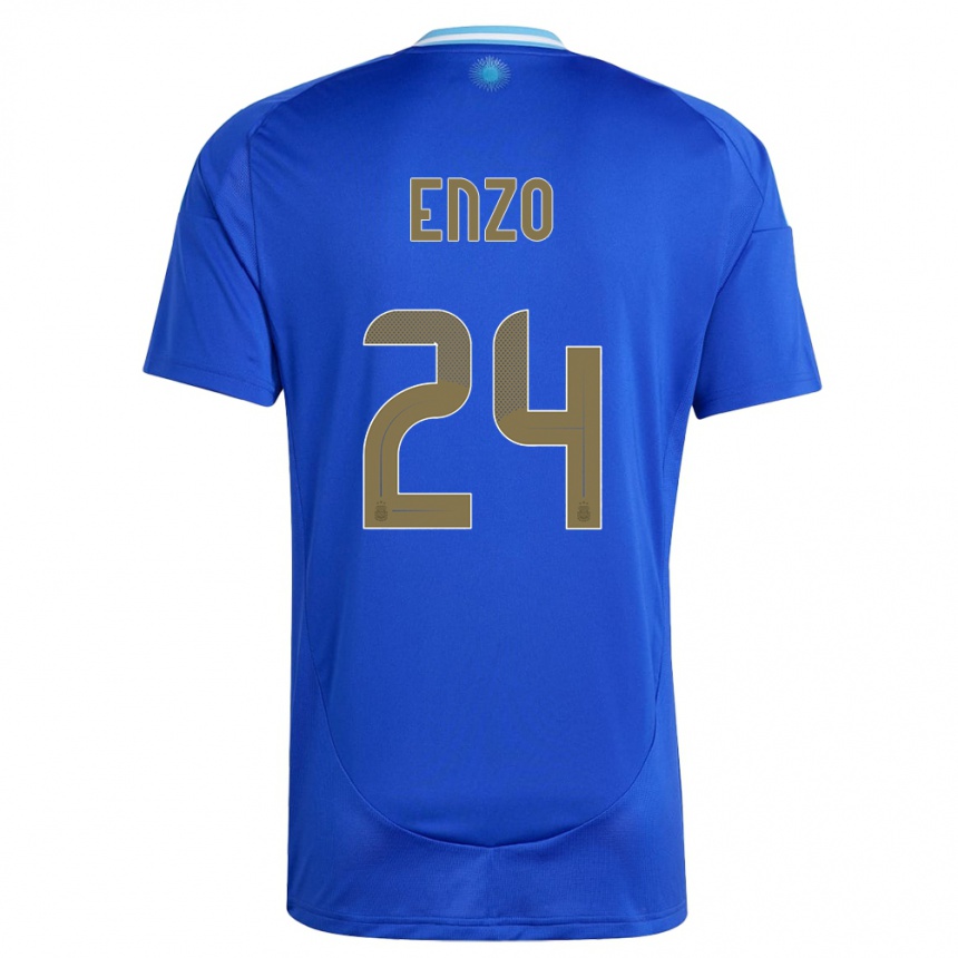 Gyermek Labdarúgás Argentína Enzo Fernandez #24 Kék Idegenbeli Jersey 24-26 Mez Póló Ing