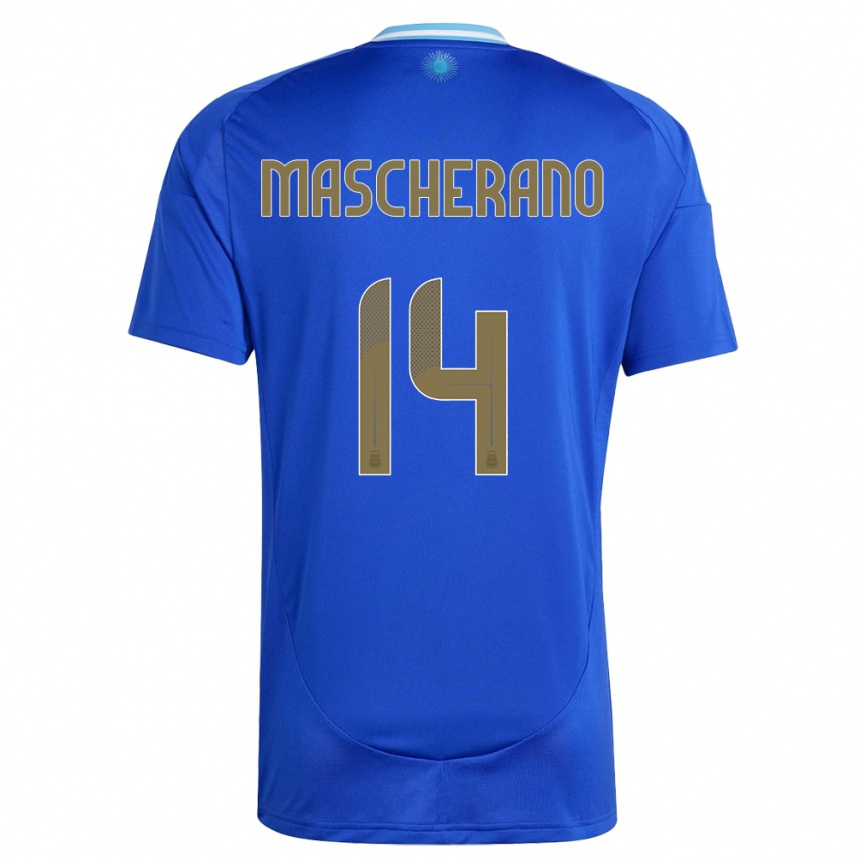 Gyermek Labdarúgás Argentína Javier Mascherano #14 Kék Idegenbeli Jersey 24-26 Mez Póló Ing