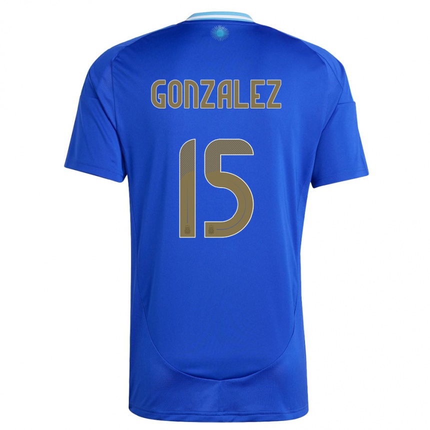 Gyermek Labdarúgás Argentína Nicolas Gonzalez #15 Kék Idegenbeli Jersey 24-26 Mez Póló Ing