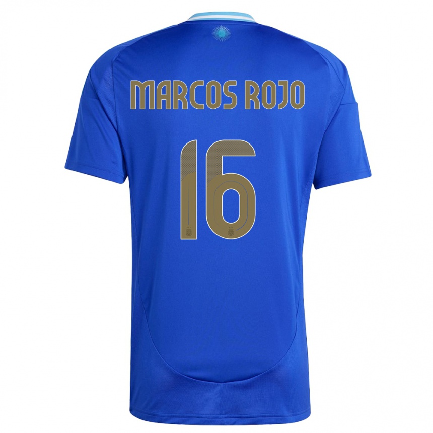 Gyermek Labdarúgás Argentína Marcos Rojo #16 Kék Idegenbeli Jersey 24-26 Mez Póló Ing