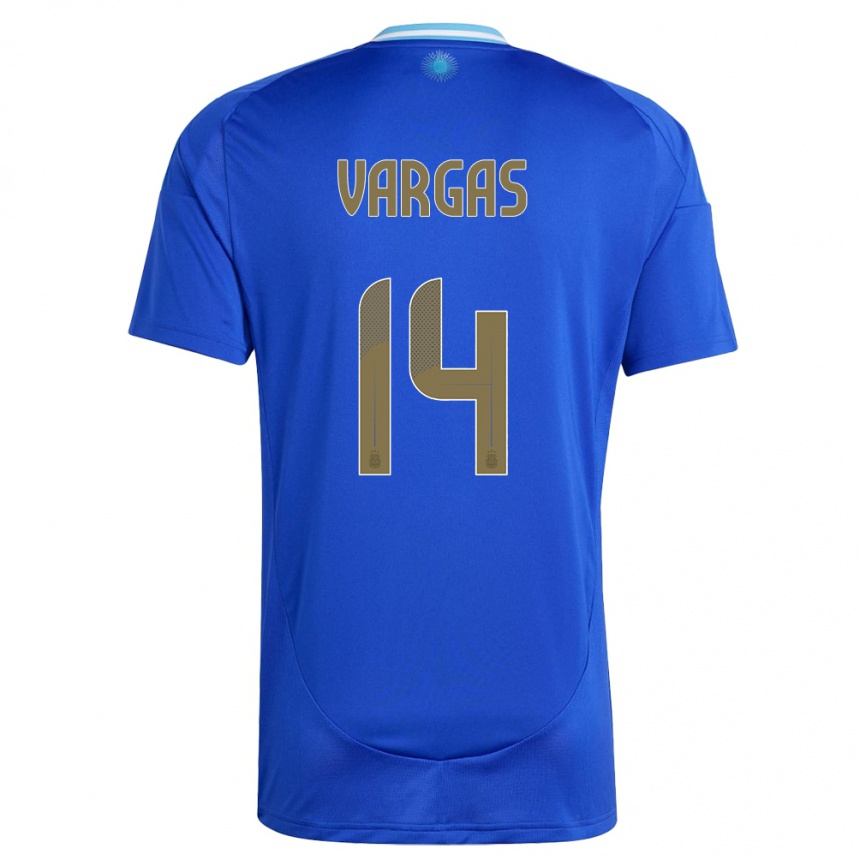 Gyermek Labdarúgás Argentína Agustina Vargas #14 Kék Idegenbeli Jersey 24-26 Mez Póló Ing