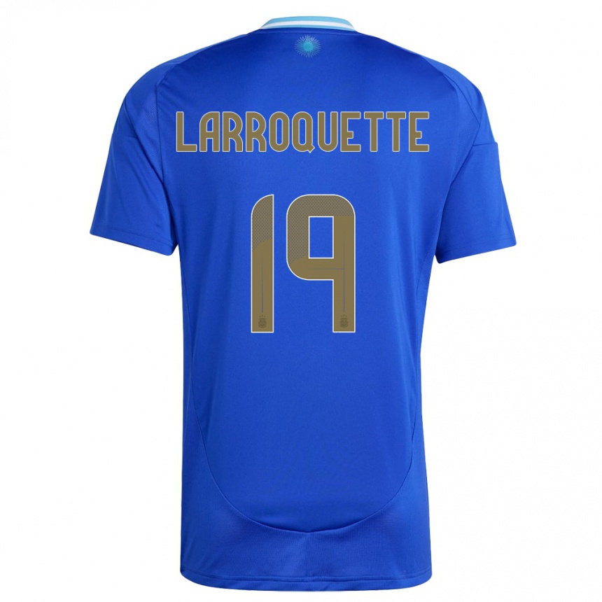 Gyermek Labdarúgás Argentína Mariana Larroquette #19 Kék Idegenbeli Jersey 24-26 Mez Póló Ing