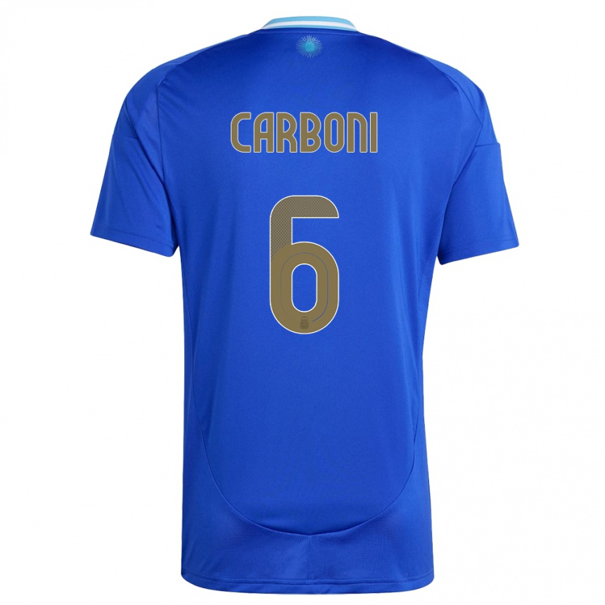 Gyermek Labdarúgás Argentína Franco Carboni #6 Kék Idegenbeli Jersey 24-26 Mez Póló Ing