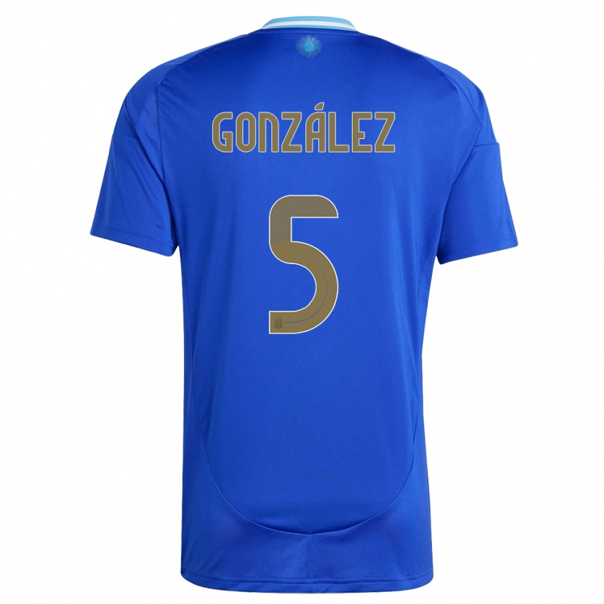 Gyermek Labdarúgás Argentína Maximiliano Gonzalez #5 Kék Idegenbeli Jersey 24-26 Mez Póló Ing