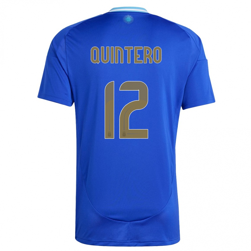 Gyermek Labdarúgás Argentína Valentino Quintero #12 Kék Idegenbeli Jersey 24-26 Mez Póló Ing