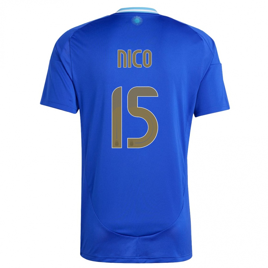 Gyermek Labdarúgás Argentína Nico #15 Kék Idegenbeli Jersey 24-26 Mez Póló Ing