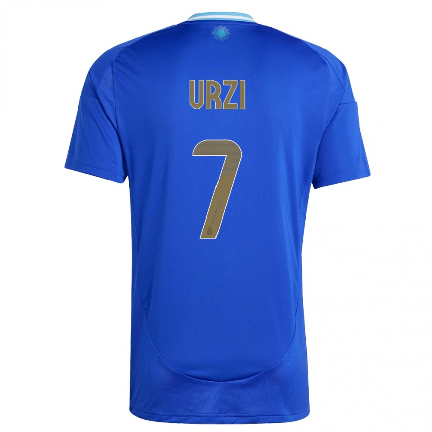 Gyermek Labdarúgás Argentína Agustin Urzi #7 Kék Idegenbeli Jersey 24-26 Mez Póló Ing