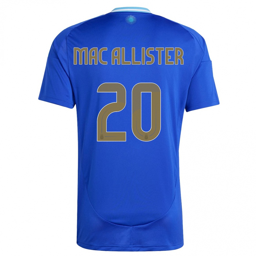 Gyermek Labdarúgás Argentína Alexis Mac Allister #20 Kék Idegenbeli Jersey 24-26 Mez Póló Ing