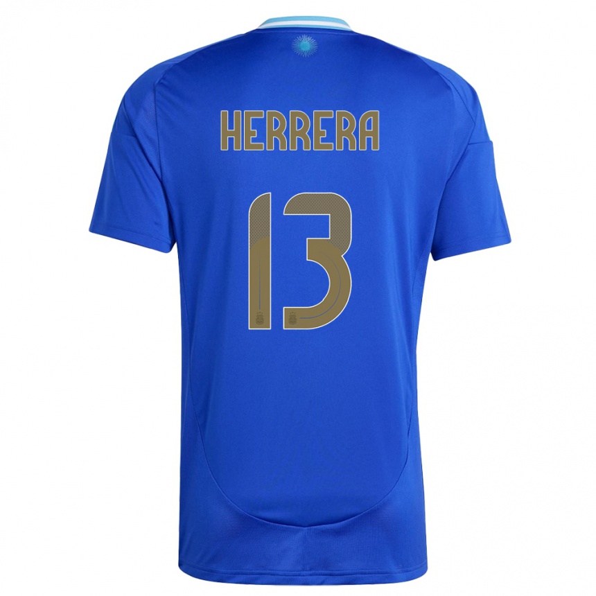 Gyermek Labdarúgás Argentína Marcelo Herrera #13 Kék Idegenbeli Jersey 24-26 Mez Póló Ing