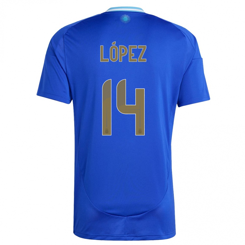 Gyermek Labdarúgás Argentína Lautaro Lopez #14 Kék Idegenbeli Jersey 24-26 Mez Póló Ing