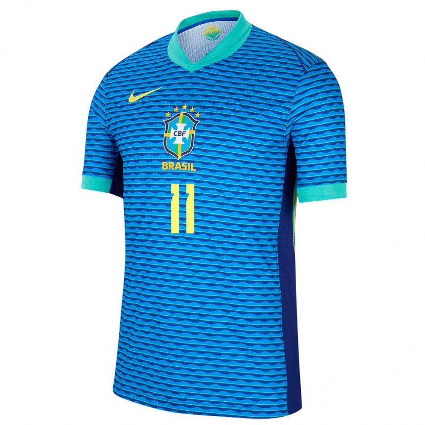 Gyermek Labdarúgás Brazília Caio #11 Kék Idegenbeli Jersey 24-26 Mez Póló Ing