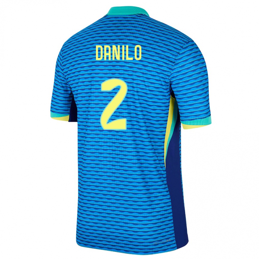 Gyermek Labdarúgás Brazília Danilo #2 Kék Idegenbeli Jersey 24-26 Mez Póló Ing