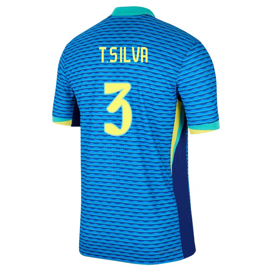 Gyermek Labdarúgás Brazília Thiago Silva #3 Kék Idegenbeli Jersey 24-26 Mez Póló Ing