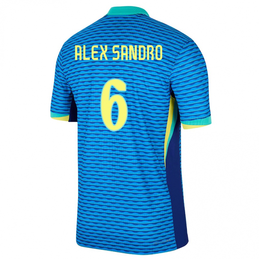 Gyermek Labdarúgás Brazília Alex Sandro #6 Kék Idegenbeli Jersey 24-26 Mez Póló Ing