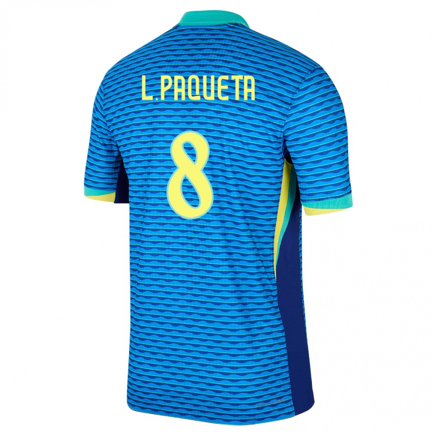 Gyermek Labdarúgás Brazília Lucas Paqueta #8 Kék Idegenbeli Jersey 24-26 Mez Póló Ing