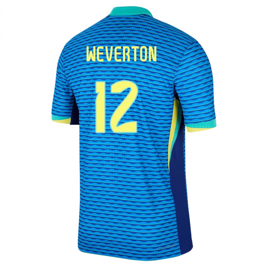 Gyermek Labdarúgás Brazília Weverton #12 Kék Idegenbeli Jersey 24-26 Mez Póló Ing