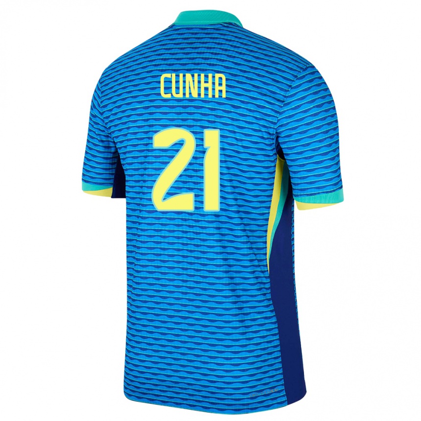 Gyermek Labdarúgás Brazília Matheus Cunha #21 Kék Idegenbeli Jersey 24-26 Mez Póló Ing