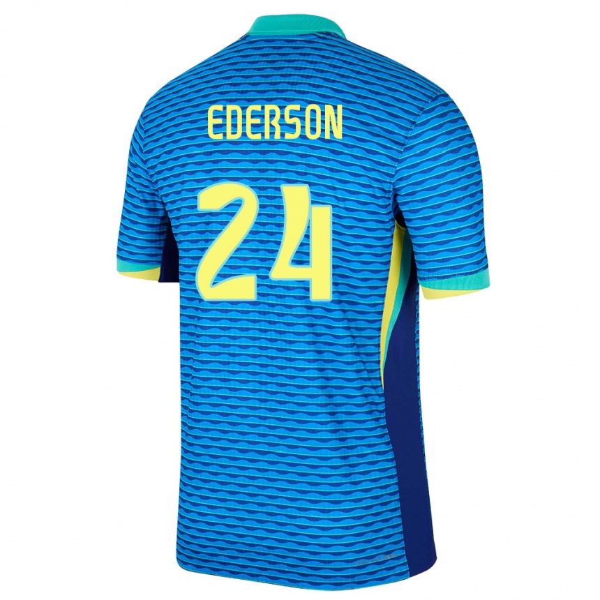 Gyermek Labdarúgás Brazília Ederson #24 Kék Idegenbeli Jersey 24-26 Mez Póló Ing