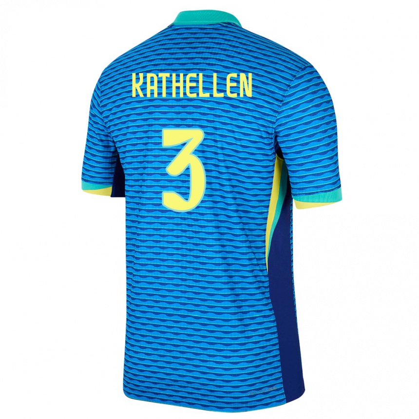 Gyermek Labdarúgás Brazília Kathellen #3 Kék Idegenbeli Jersey 24-26 Mez Póló Ing