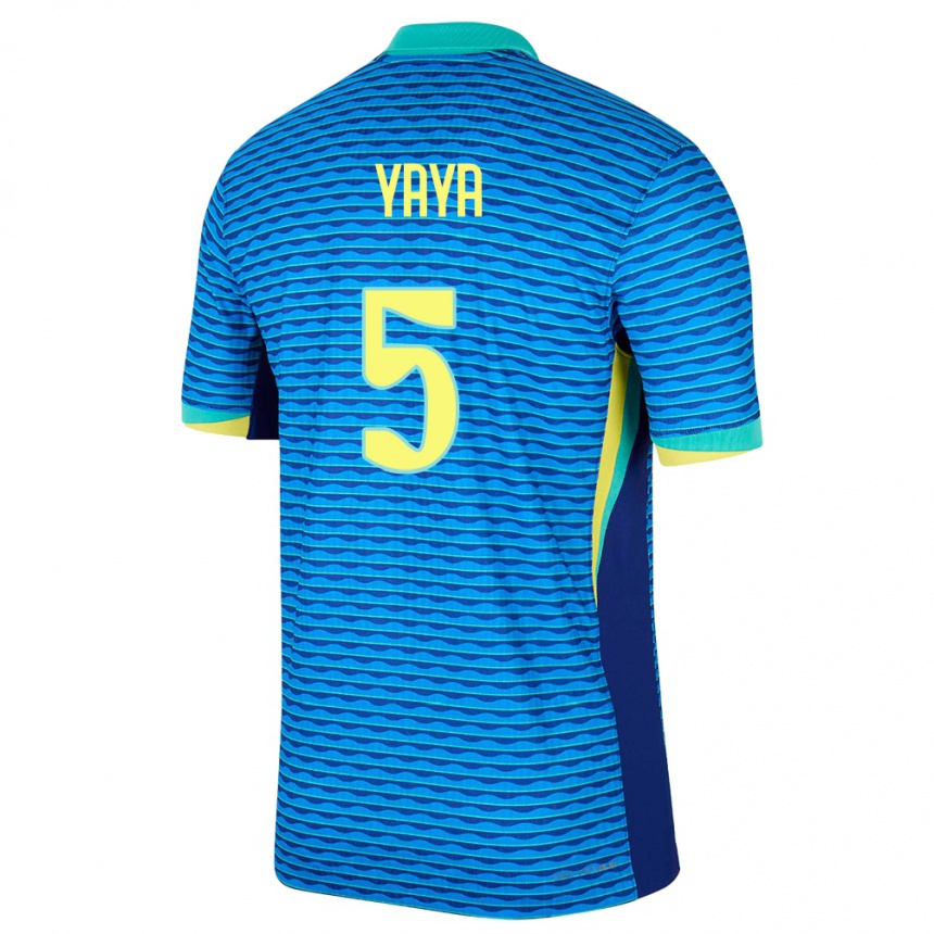 Gyermek Labdarúgás Brazília Yaya #5 Kék Idegenbeli Jersey 24-26 Mez Póló Ing