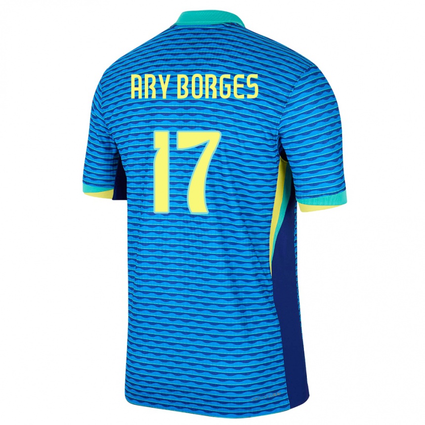 Gyermek Labdarúgás Brazília Ary Borges #17 Kék Idegenbeli Jersey 24-26 Mez Póló Ing