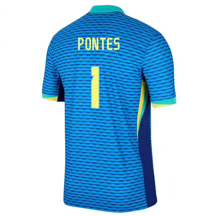 Gyermek Labdarúgás Brazília Mycael Pontes #1 Kék Idegenbeli Jersey 24-26 Mez Póló Ing