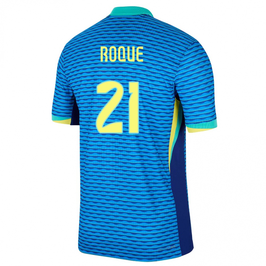 Gyermek Labdarúgás Brazília Vitor Roque #21 Kék Idegenbeli Jersey 24-26 Mez Póló Ing