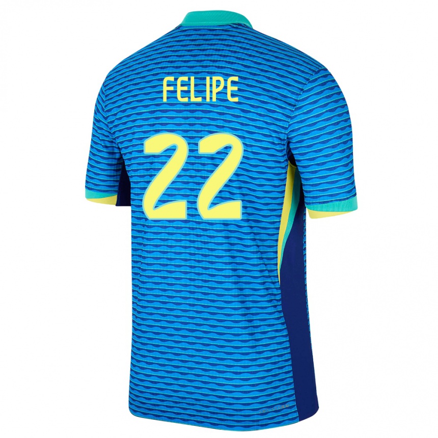 Gyermek Labdarúgás Brazília Cayo Felipe #22 Kék Idegenbeli Jersey 24-26 Mez Póló Ing