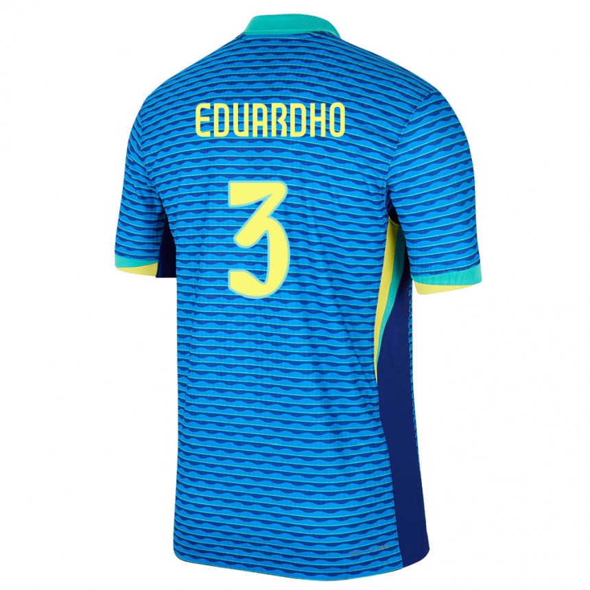 Gyermek Labdarúgás Brazília Eduardho #3 Kék Idegenbeli Jersey 24-26 Mez Póló Ing