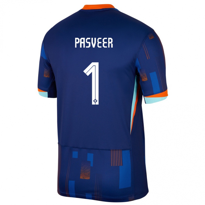 Gyermek Labdarúgás Hollandia Remko Pasveer #1 Kék Idegenbeli Jersey 24-26 Mez Póló Ing