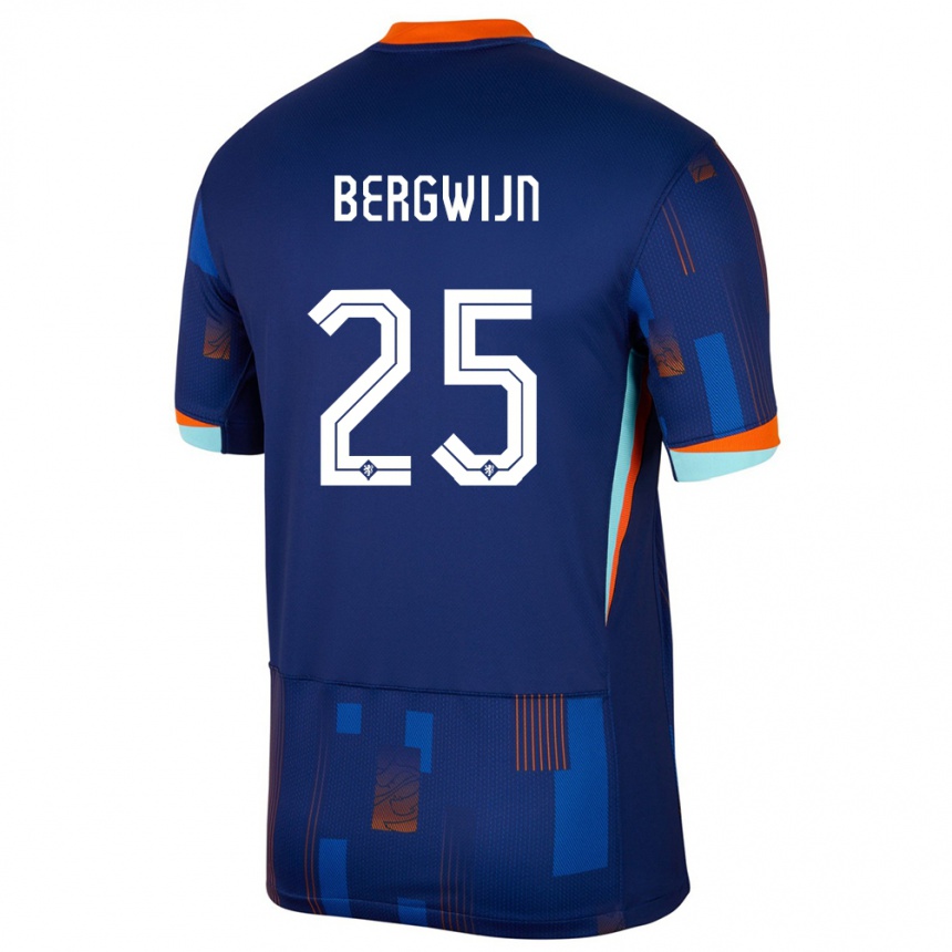 Gyermek Labdarúgás Hollandia Steven Bergwijn #25 Kék Idegenbeli Jersey 24-26 Mez Póló Ing