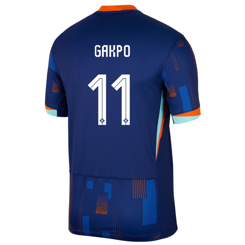 Gyermek Labdarúgás Hollandia Cody Gakpo #11 Kék Idegenbeli Jersey 24-26 Mez Póló Ing