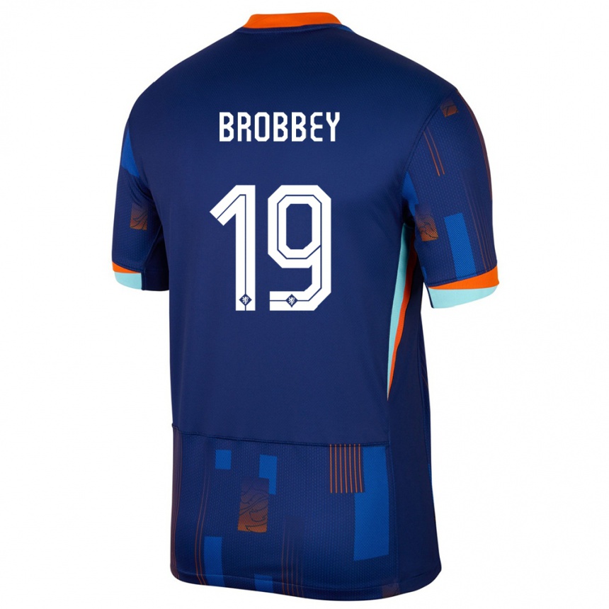 Gyermek Labdarúgás Hollandia Brian Brobbey #19 Kék Idegenbeli Jersey 24-26 Mez Póló Ing