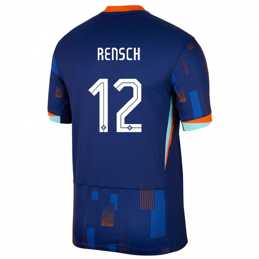 Gyermek Labdarúgás Hollandia Devyne Rensch #12 Kék Idegenbeli Jersey 24-26 Mez Póló Ing