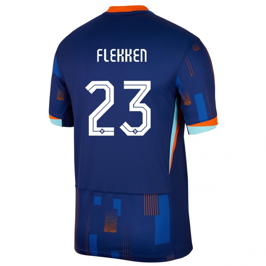 Gyermek Labdarúgás Hollandia Mark Flekken #23 Kék Idegenbeli Jersey 24-26 Mez Póló Ing