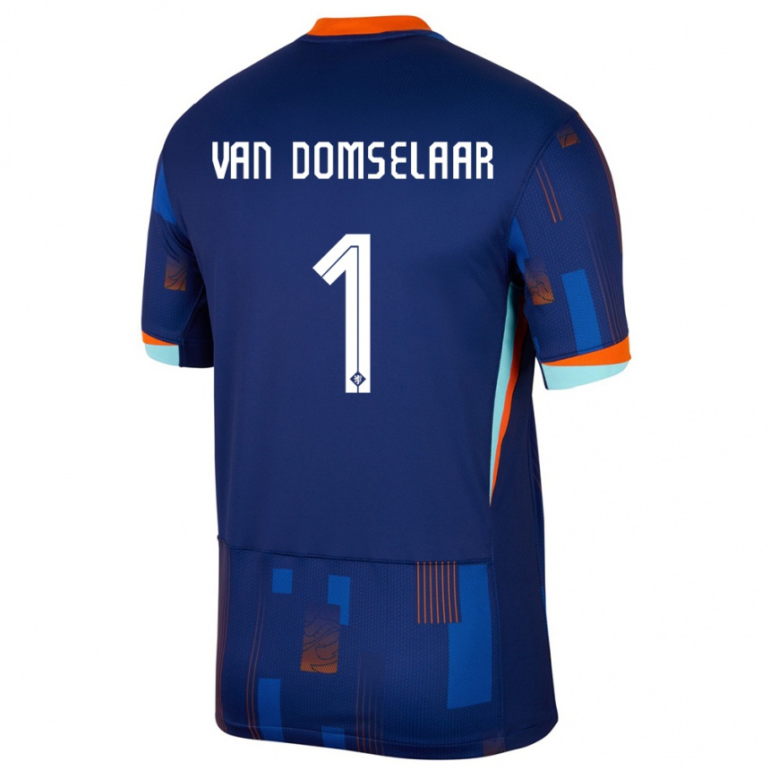 Gyermek Labdarúgás Hollandia Daphne Van Domselaar #1 Kék Idegenbeli Jersey 24-26 Mez Póló Ing