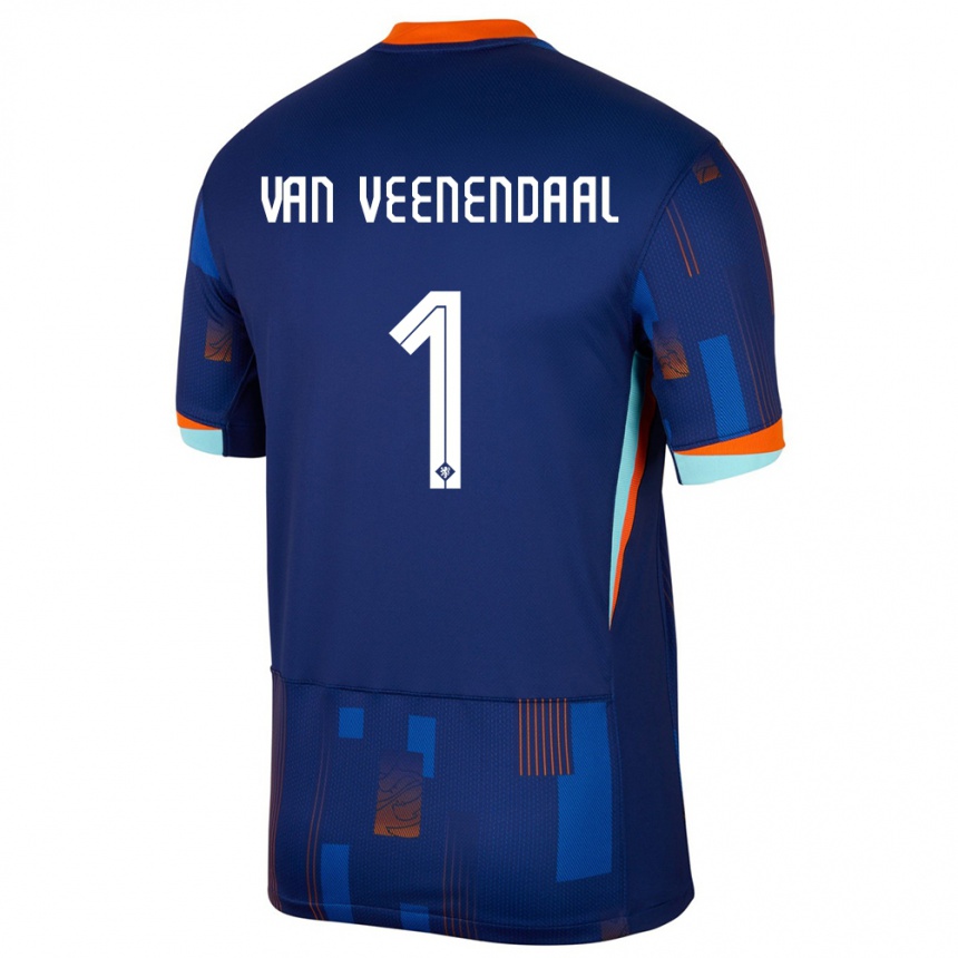 Gyermek Labdarúgás Hollandia Sari Van Veenendaal #1 Kék Idegenbeli Jersey 24-26 Mez Póló Ing