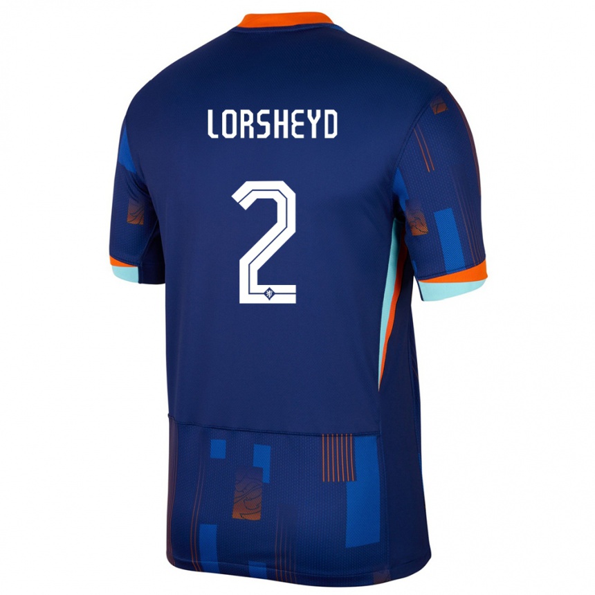 Gyermek Labdarúgás Hollandia Barbara Lorsheyd #2 Kék Idegenbeli Jersey 24-26 Mez Póló Ing