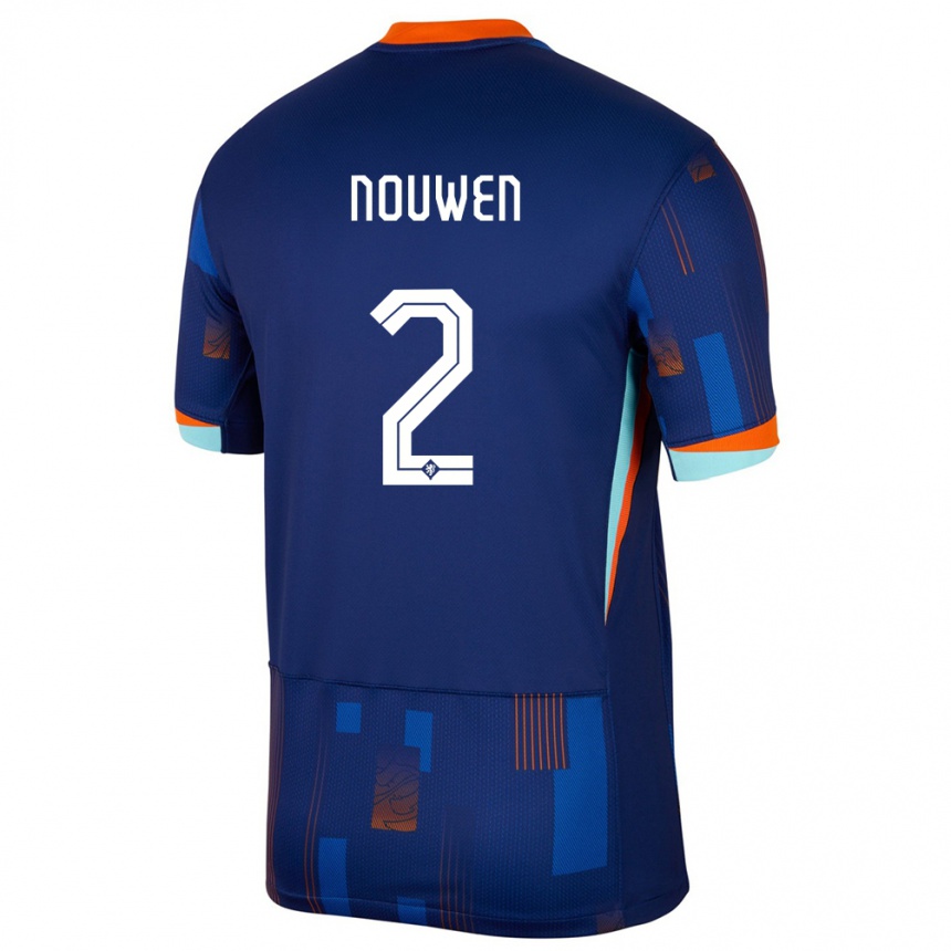 Gyermek Labdarúgás Hollandia Aniek Nouwen #2 Kék Idegenbeli Jersey 24-26 Mez Póló Ing