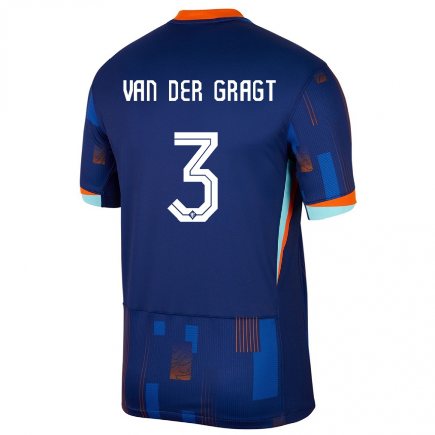 Gyermek Labdarúgás Hollandia Stefanie Van Der Gragt #3 Kék Idegenbeli Jersey 24-26 Mez Póló Ing