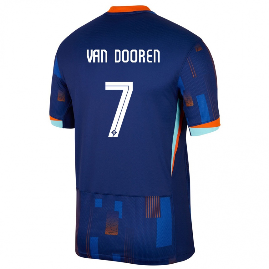 Gyermek Labdarúgás Hollandia Kayleigh Van Dooren #7 Kék Idegenbeli Jersey 24-26 Mez Póló Ing