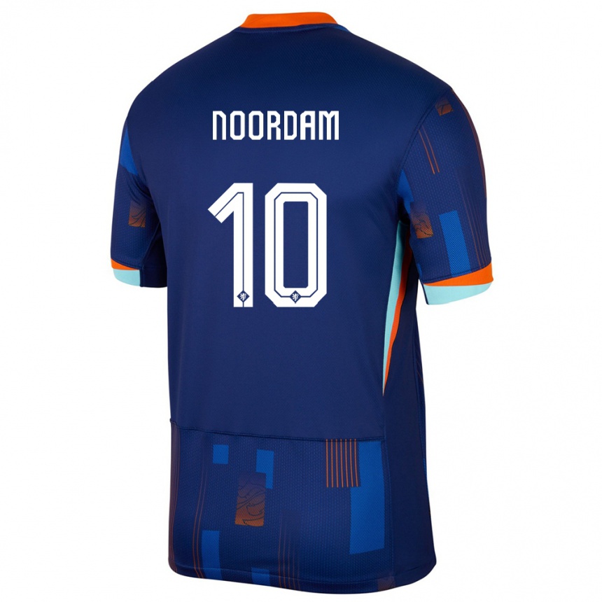 Gyermek Labdarúgás Hollandia Nadine Noordam #10 Kék Idegenbeli Jersey 24-26 Mez Póló Ing