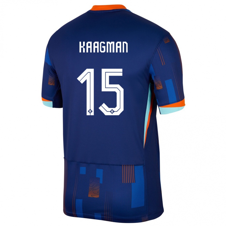 Gyermek Labdarúgás Hollandia Inessa Kaagman #15 Kék Idegenbeli Jersey 24-26 Mez Póló Ing