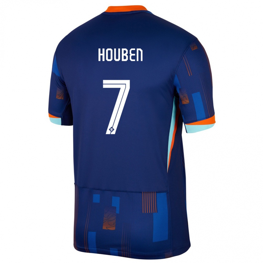 Gyermek Labdarúgás Hollandia Iggy Houben #7 Kék Idegenbeli Jersey 24-26 Mez Póló Ing