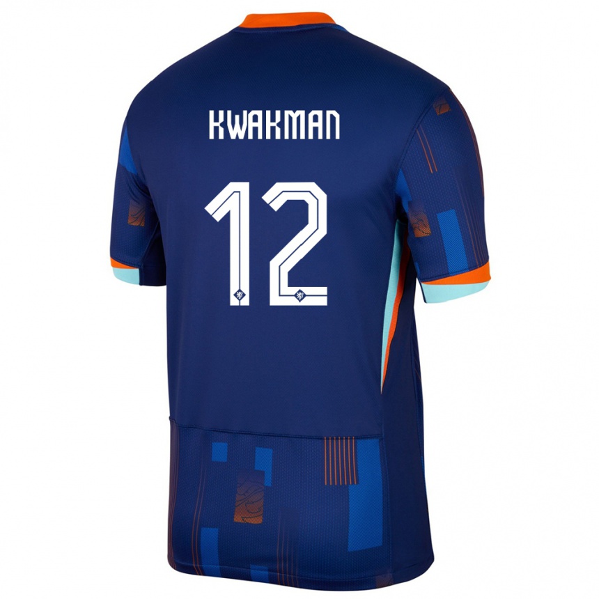 Gyermek Labdarúgás Hollandia Dave Kwakman #12 Kék Idegenbeli Jersey 24-26 Mez Póló Ing